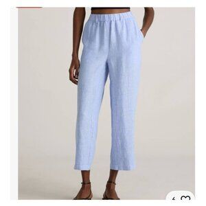 Quince Womens XL Flax Fiber Linen Pants Elastic Waist Light Blue